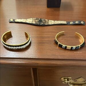 Stella & Dot Gold and Black Bracelet Set